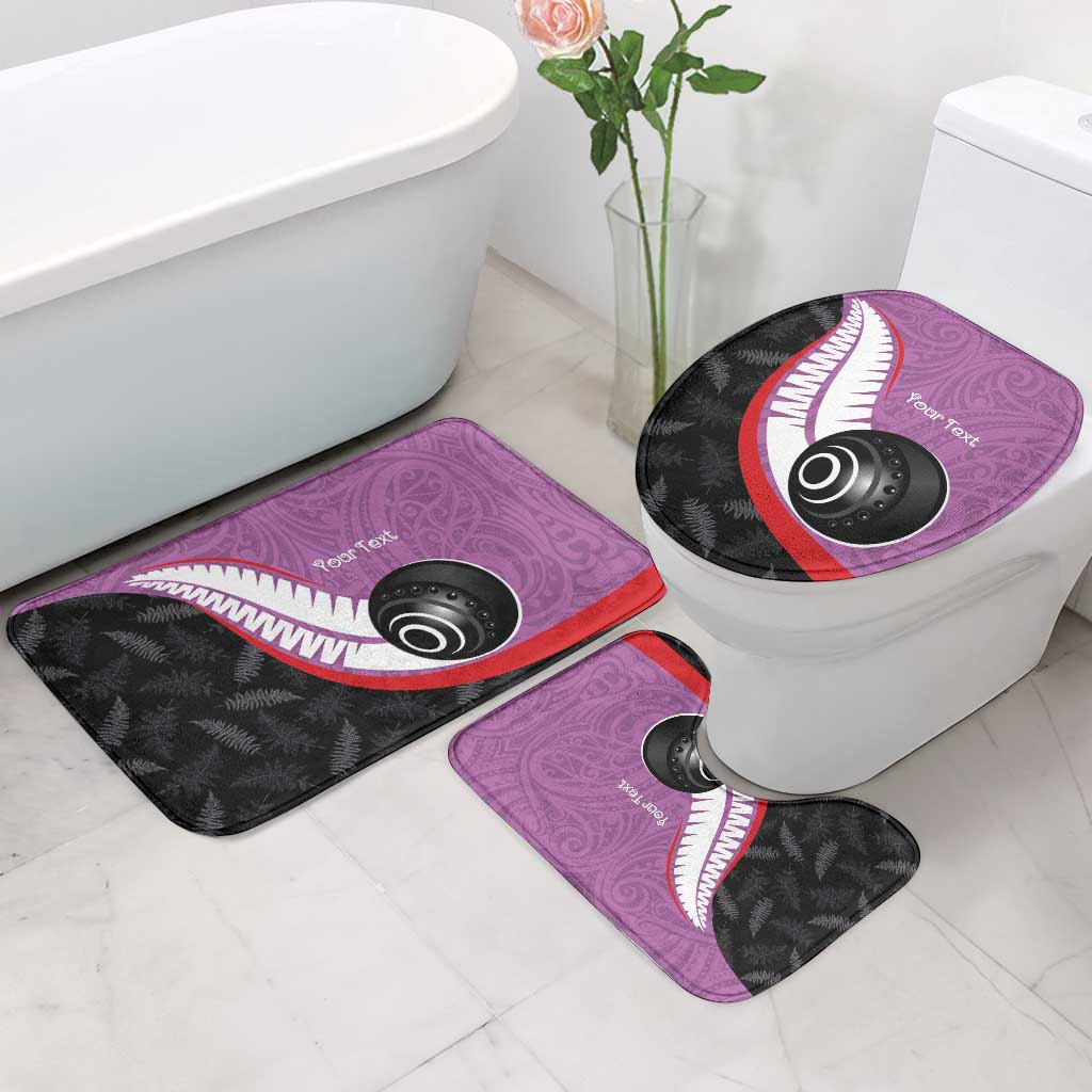 Personalised Aotearoa Lawn Bowls Bathroom Set Maori and Silver Fern Sporty Style Pink Color LT03 - Polynesian Pride