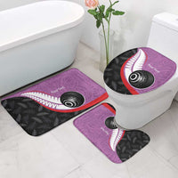 Personalised Aotearoa Lawn Bowls Bathroom Set Maori and Silver Fern Sporty Style Pink Color LT03 - Polynesian Pride