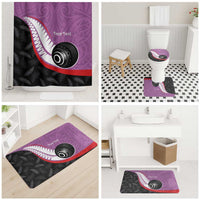 Personalised Aotearoa Lawn Bowls Bathroom Set Maori and Silver Fern Sporty Style Pink Color LT03 - Polynesian Pride