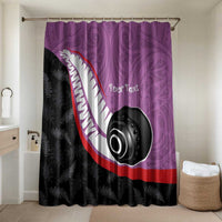 Personalised Aotearoa Lawn Bowls Bathroom Set Maori and Silver Fern Sporty Style Pink Color LT03 Shower Curtain Only Pink - Polynesian Pride
