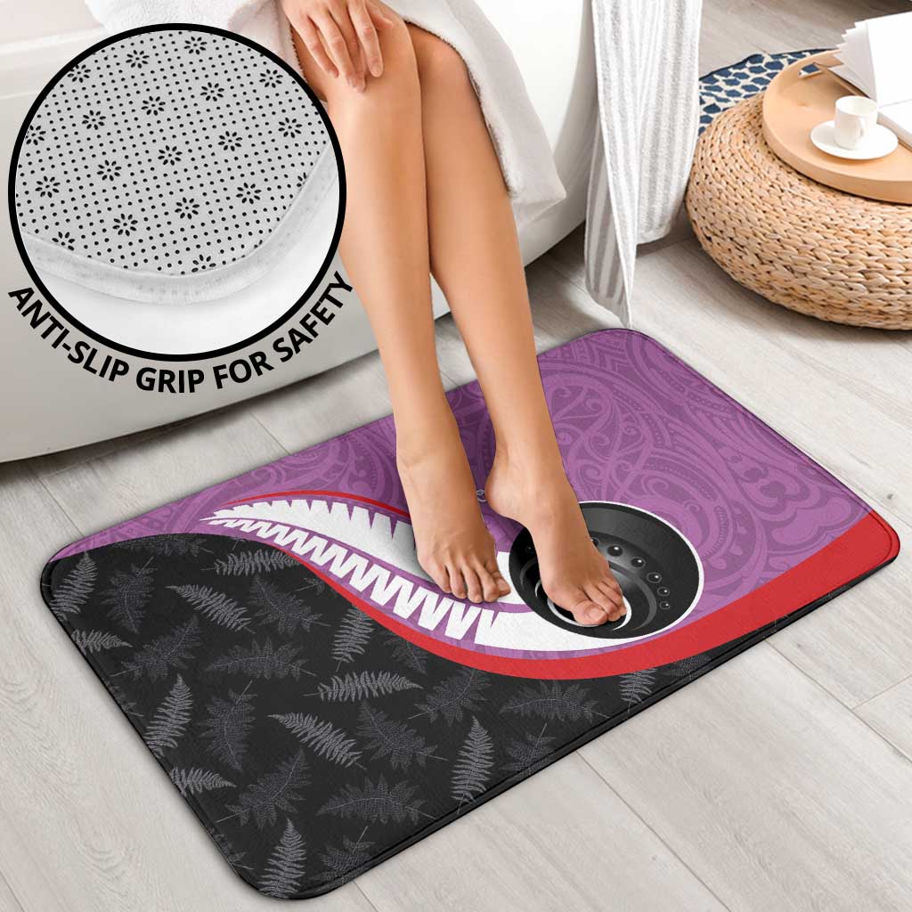 Personalised Aotearoa Lawn Bowls Bathroom Set Maori and Silver Fern Sporty Style Pink Color LT03 - Polynesian Pride
