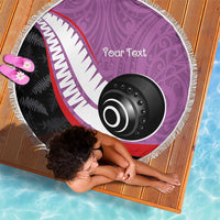 Personalised Aotearoa Lawn Bowls Beach Blanket Maori and Silver Fern Sporty Style Pink Color LT03 - Polynesian Pride