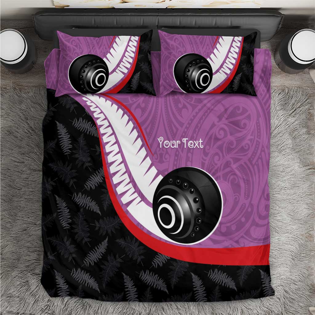 Personalised Aotearoa Lawn Bowls Bedding Set Maori and Silver Fern Sporty Style Pink Color LT03 Pink - Polynesian Pride