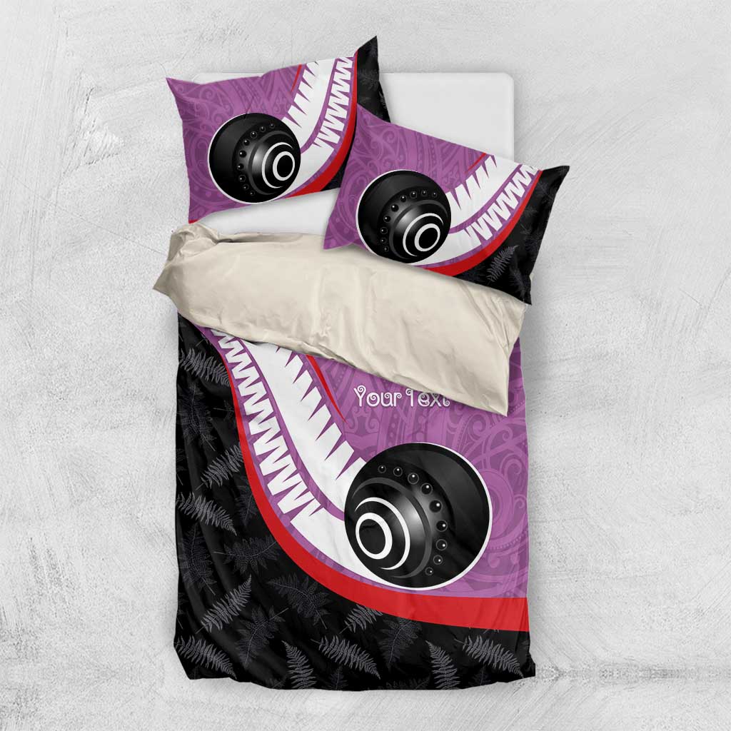 Personalised Aotearoa Lawn Bowls Bedding Set Maori and Silver Fern Sporty Style Pink Color LT03 US Twin 172cm x 218cm Pink - Polynesian Pride