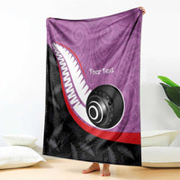 Personalised Aotearoa Lawn Bowls Blanket Maori and Silver Fern Sporty Style Pink Color LT03 - Polynesian Pride