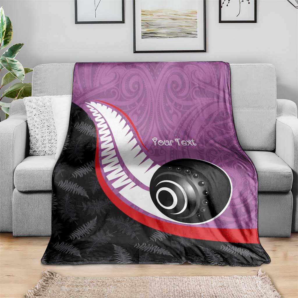 Personalised Aotearoa Lawn Bowls Blanket Maori and Silver Fern Sporty Style Pink Color LT03 - Polynesian Pride