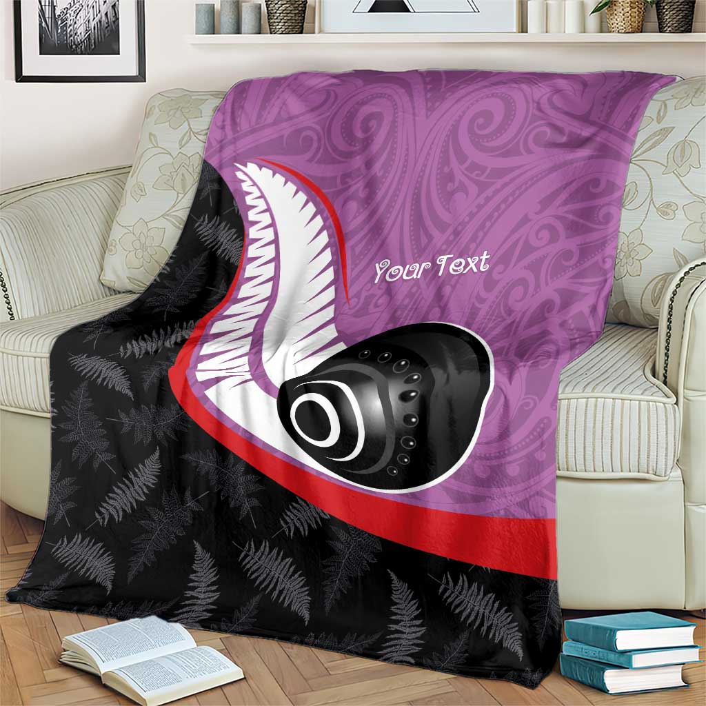 Personalised Aotearoa Lawn Bowls Blanket Maori and Silver Fern Sporty Style Pink Color LT03 - Polynesian Pride