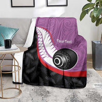 Personalised Aotearoa Lawn Bowls Blanket Maori and Silver Fern Sporty Style Pink Color LT03 - Polynesian Pride