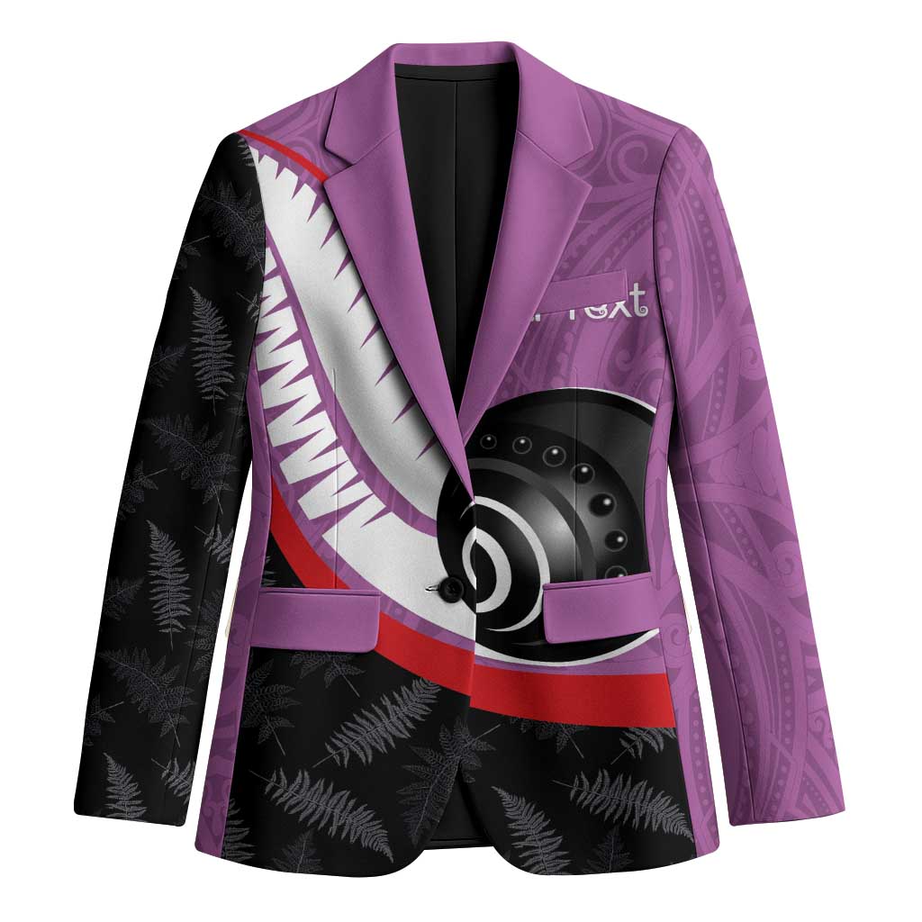 Personalised Aotearoa Lawn Bowls Blazer Maori and Silver Fern Sporty Style Pink Color LT03 Unisex Pink - Polynesian Pride