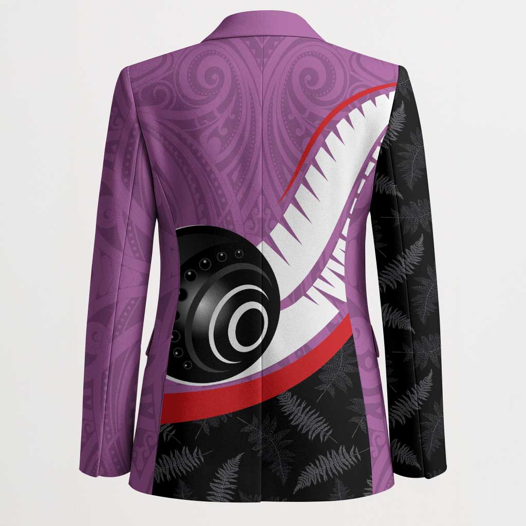Personalised Aotearoa Lawn Bowls Blazer Maori and Silver Fern Sporty Style Pink Color LT03 - Polynesian Pride