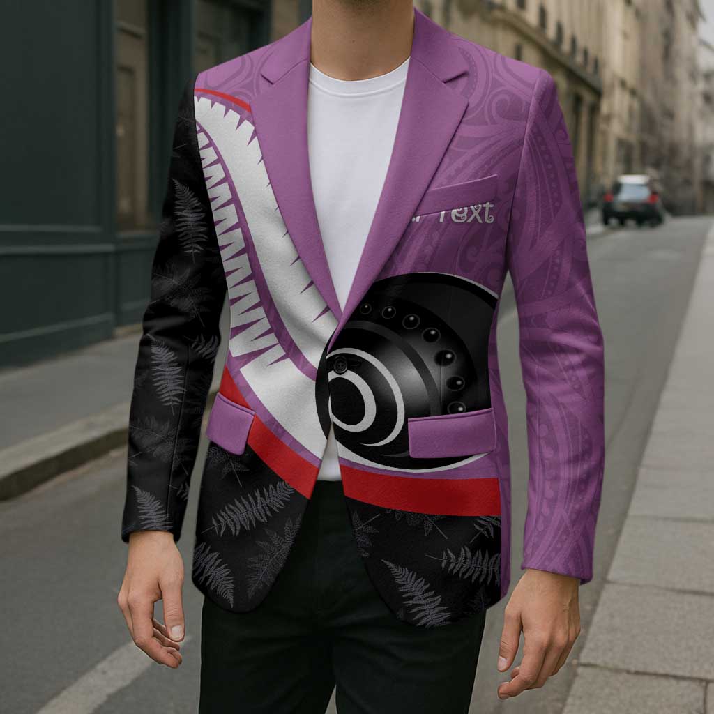 Personalised Aotearoa Lawn Bowls Blazer Maori and Silver Fern Sporty Style Pink Color LT03 - Polynesian Pride