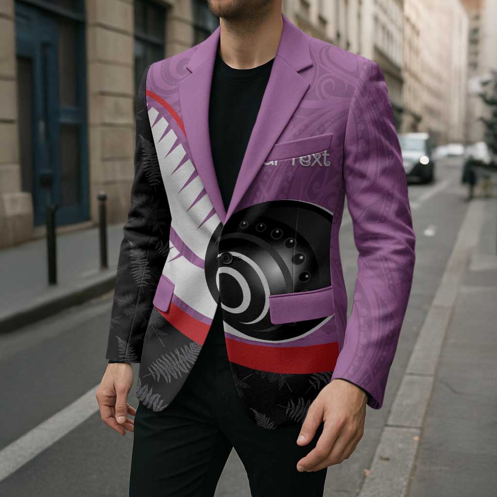 Personalised Aotearoa Lawn Bowls Blazer Maori and Silver Fern Sporty Style Pink Color LT03 - Polynesian Pride