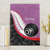 Personalised Aotearoa Lawn Bowls Canvas Wall Art Maori and Silver Fern Sporty Style Pink Color LT03 Without Frame Pink - Polynesian Pride