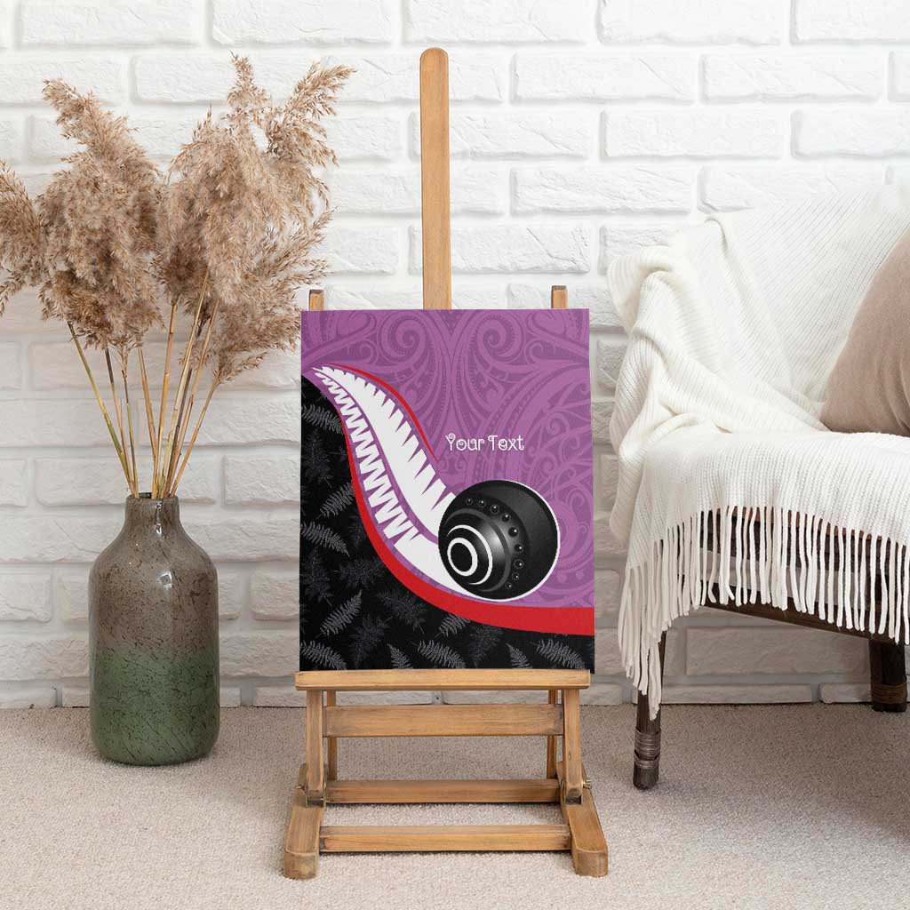 Personalised Aotearoa Lawn Bowls Canvas Wall Art Maori and Silver Fern Sporty Style Pink Color LT03 - Polynesian Pride