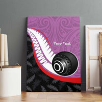 Personalised Aotearoa Lawn Bowls Canvas Wall Art Maori and Silver Fern Sporty Style Pink Color LT03 - Polynesian Pride