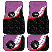Aotearoa Lawn Bowls Car Mats Maori and Silver Fern Sporty Style Pink Color LT03 - Polynesian Pride
