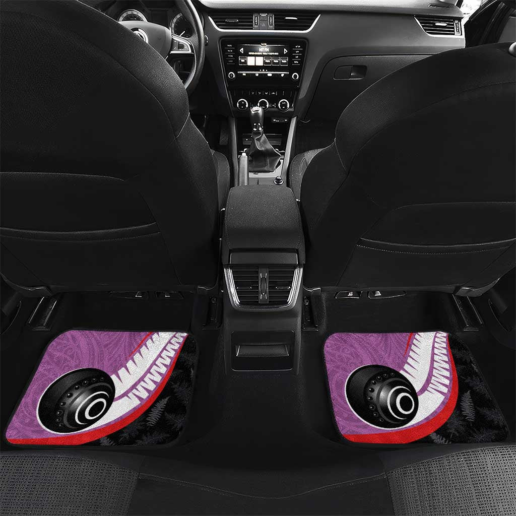 Aotearoa Lawn Bowls Car Mats Maori and Silver Fern Sporty Style Pink Color LT03 Set 2pcs - Back Pink - Polynesian Pride