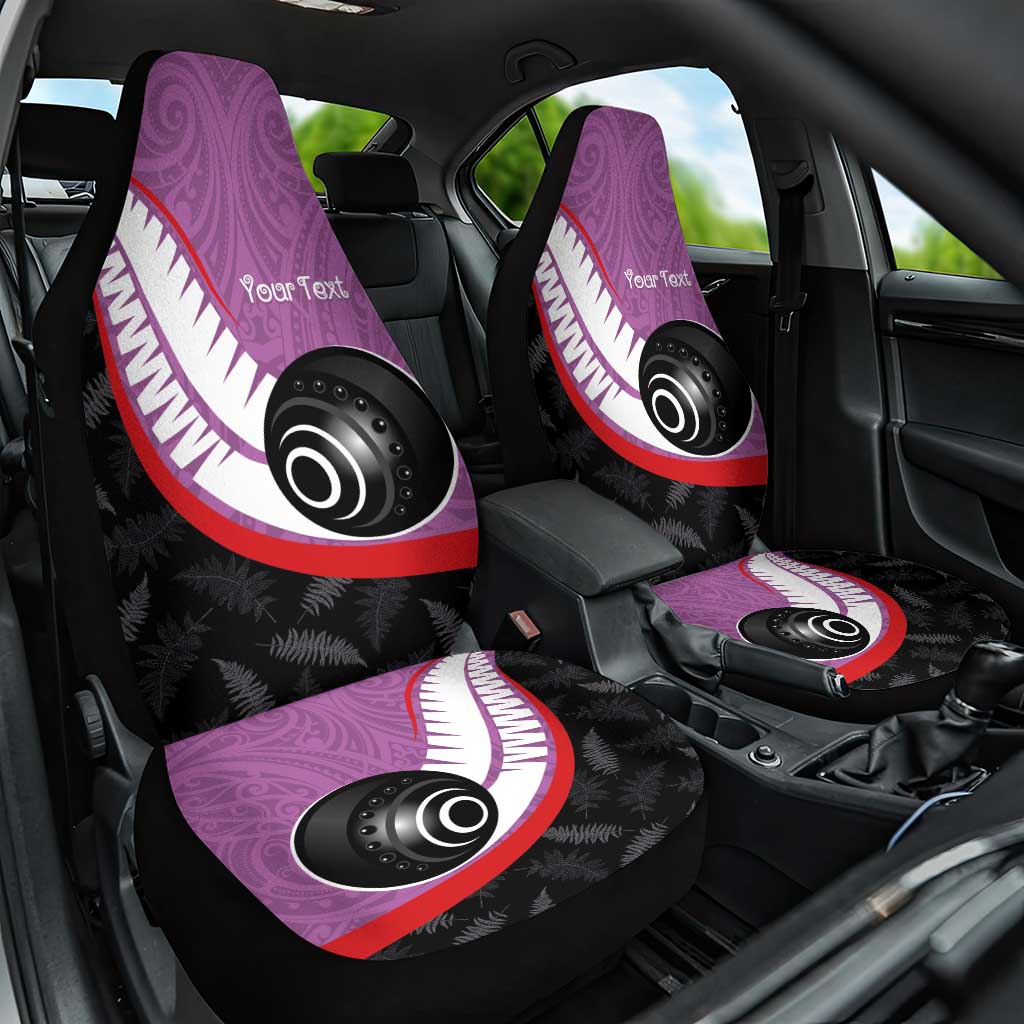 Personalised Aotearoa Lawn Bowls Car Seat Cover Maori and Silver Fern Sporty Style Pink Color LT03 One Size Pink - Polynesian Pride