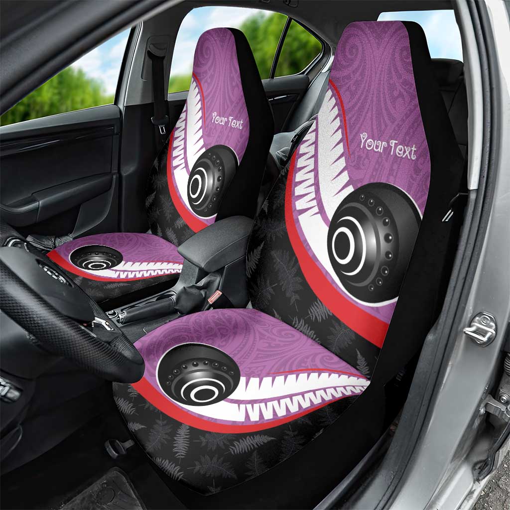 Personalised Aotearoa Lawn Bowls Car Seat Cover Maori and Silver Fern Sporty Style Pink Color LT03 - Polynesian Pride