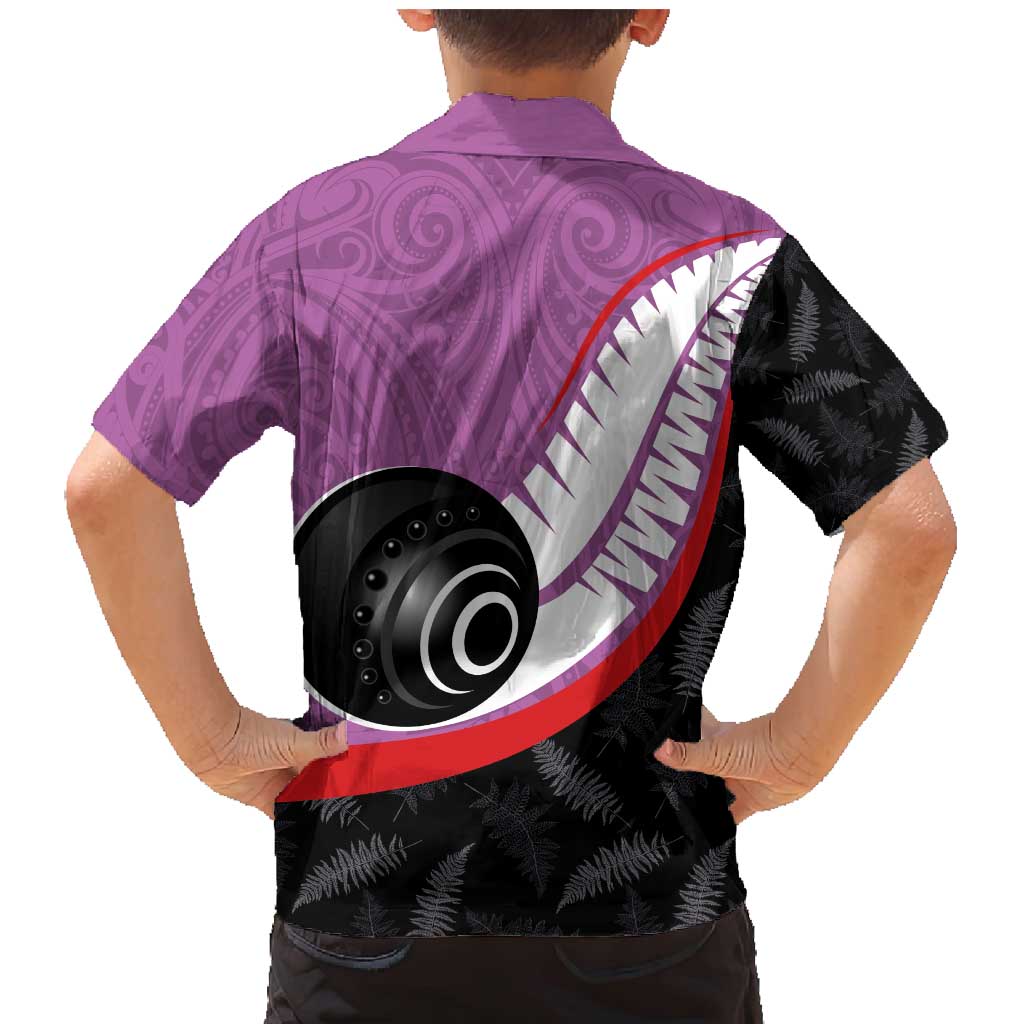 Personalised Aotearoa Lawn Bowls Family Matching Mermaid Dress and Hawaiian Shirt Maori and Silver Fern Sporty Style Pink Color LT03 - Polynesian Pride