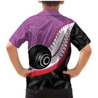 Personalised Aotearoa Lawn Bowls Family Matching Mermaid Dress and Hawaiian Shirt Maori and Silver Fern Sporty Style Pink Color LT03 - Polynesian Pride