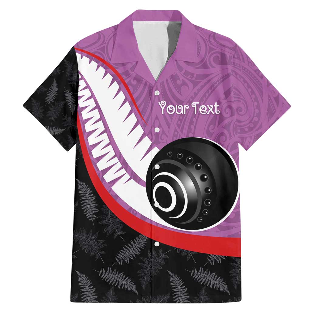 Personalised Aotearoa Lawn Bowls Family Matching Mermaid Dress and Hawaiian Shirt Maori and Silver Fern Sporty Style Pink Color LT03 Dad's Shirt - Short Sleeve Pink - Polynesian Pride