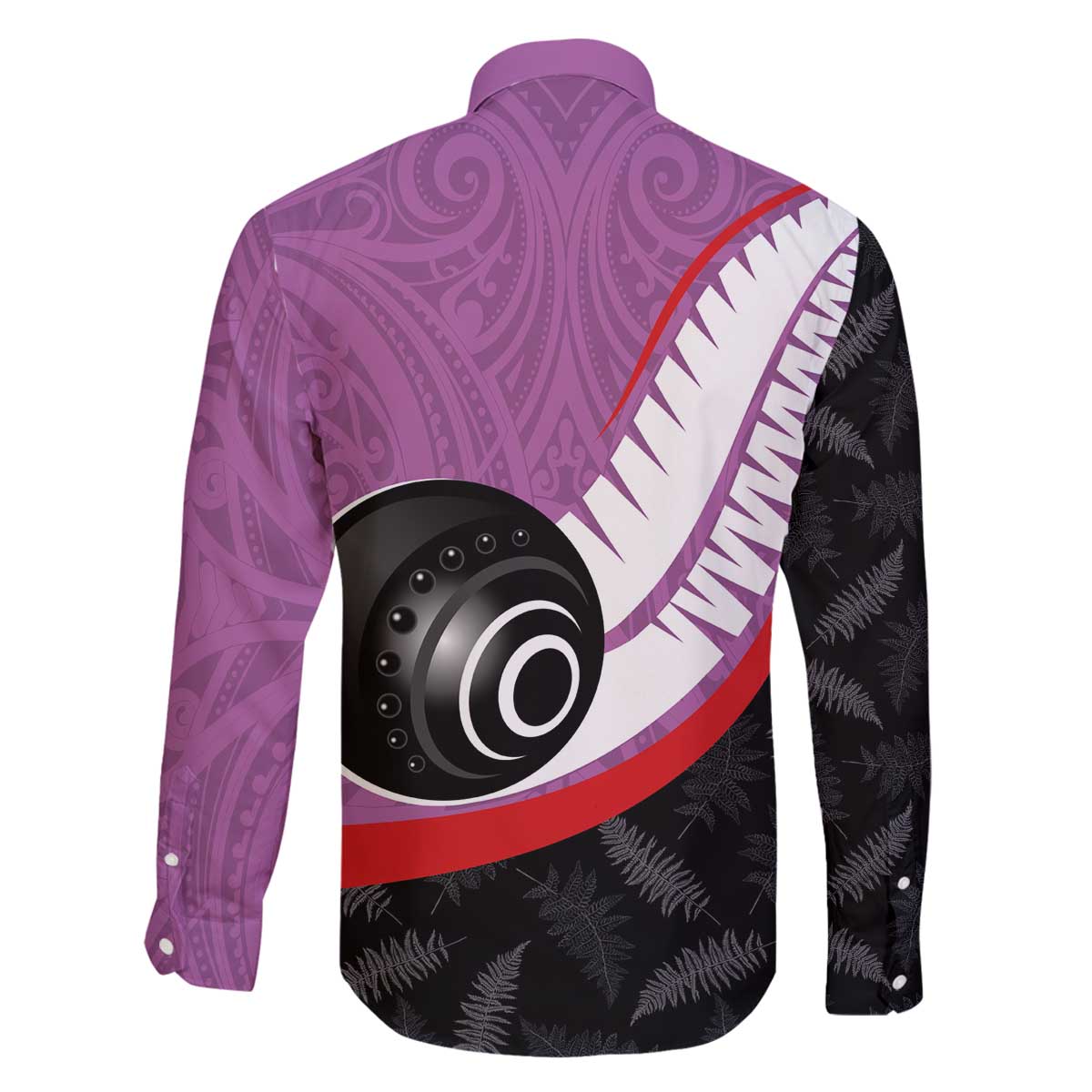 Personalised Aotearoa Lawn Bowls Family Matching Off The Shoulder Long Sleeve Dress and Hawaiian Shirt Maori and Silver Fern Sporty Style Pink Color LT03 - Polynesian Pride
