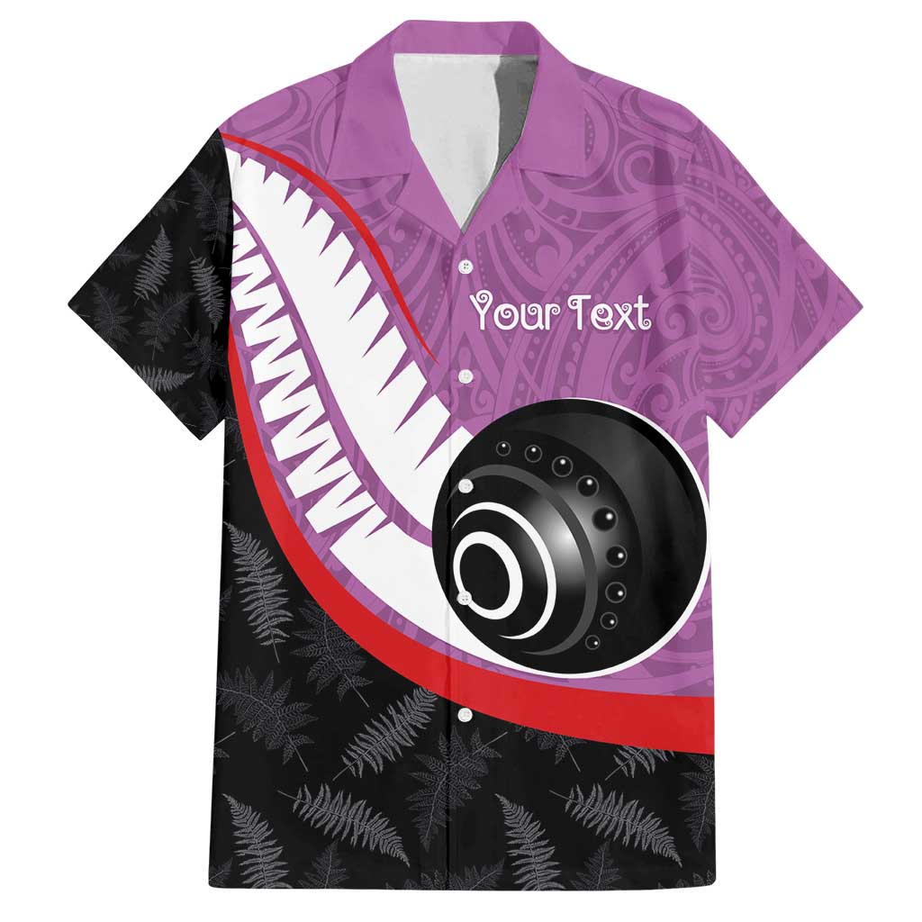 Personalised Aotearoa Lawn Bowls Family Matching Puletasi and Hawaiian Shirt Maori and Silver Fern Sporty Style Pink Color LT03 Dad's Shirt - Short Sleeve Pink - Polynesian Pride