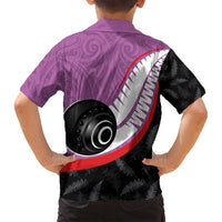 Personalised Aotearoa Lawn Bowls Family Matching Summer Maxi Dress and Hawaiian Shirt Maori and Silver Fern Sporty Style Pink Color LT03 - Polynesian Pride