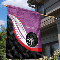 Personalised Aotearoa Lawn Bowls Garden Flag Maori and Silver Fern Sporty Style Pink Color LT03 - Polynesian Pride