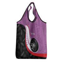 Personalised Aotearoa Lawn Bowls Grocery Bag Maori and Silver Fern Sporty Style Pink Color LT03 - Polynesian Pride