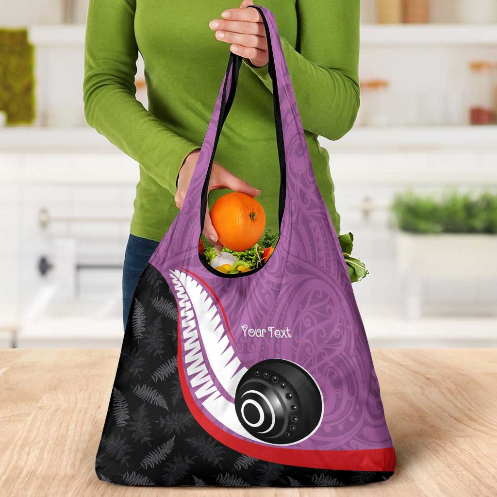 Personalised Aotearoa Lawn Bowls Grocery Bag Maori and Silver Fern Sporty Style Pink Color LT03 - Polynesian Pride