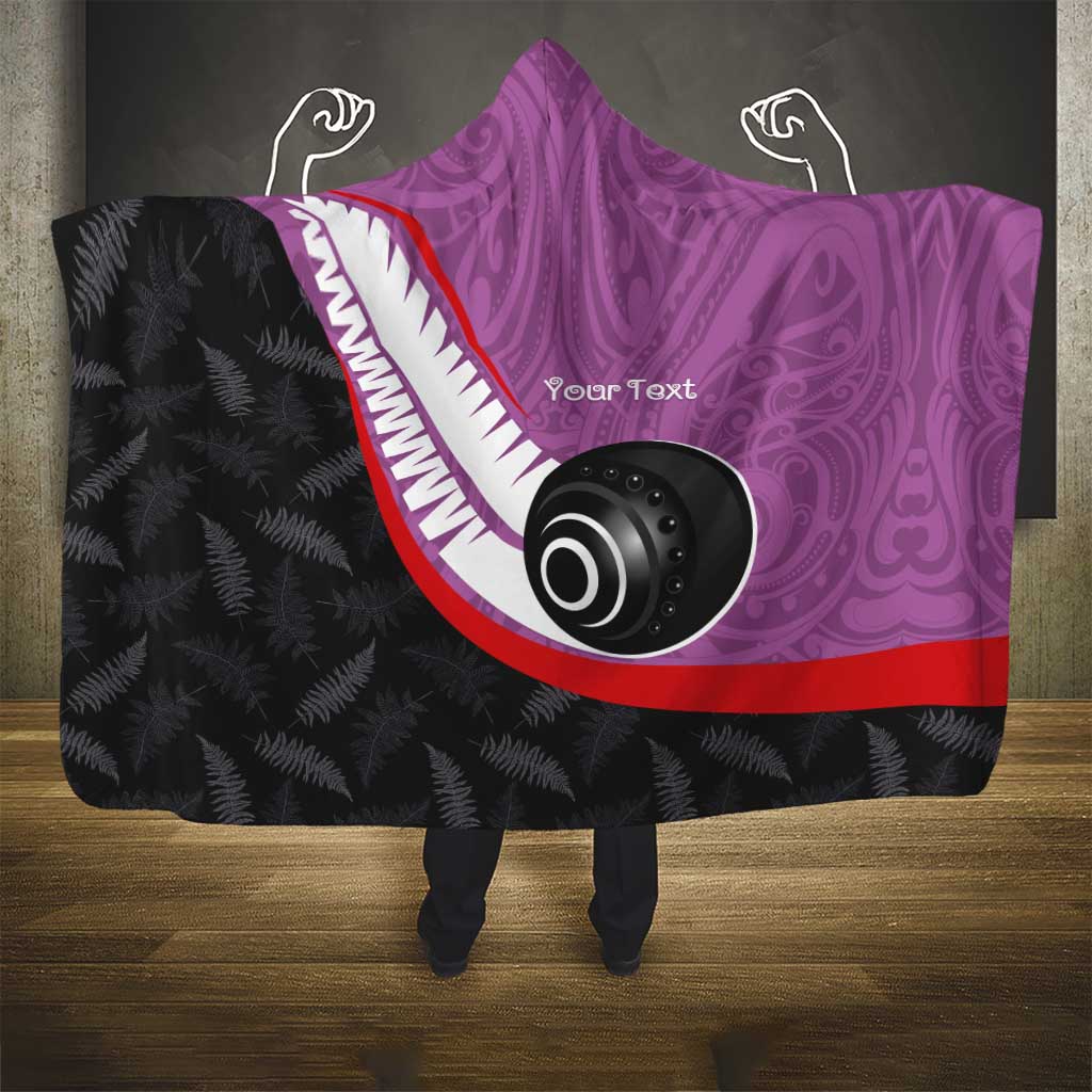 Personalised Aotearoa Lawn Bowls Hooded Blanket Maori and Silver Fern Sporty Style Pink Color LT03 - Polynesian Pride