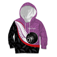 Personalised Aotearoa Lawn Bowls Kid Hoodie Maori and Silver Fern Sporty Style Pink Color LT03 Hoodie Pink - Polynesian Pride