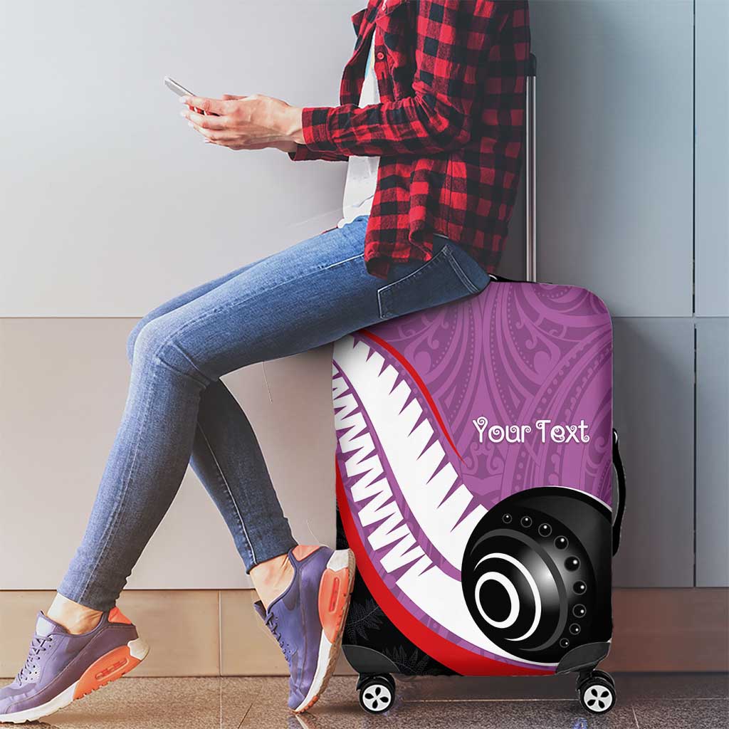 Personalised Aotearoa Lawn Bowls Luggage Cover Maori and Silver Fern Sporty Style Pink Color LT03 - Polynesian Pride