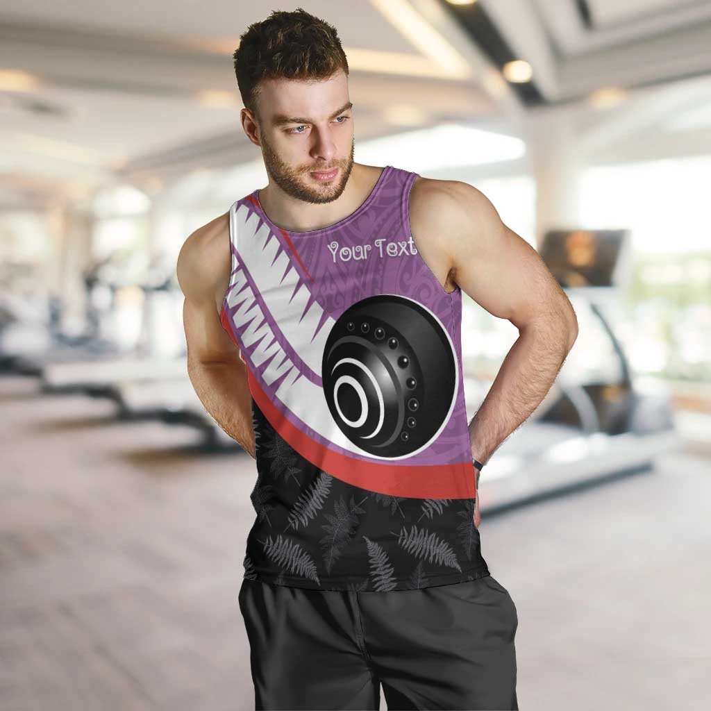 Personalised Aotearoa Lawn Bowls Men Tank Top Maori and Silver Fern Sporty Style Pink Color LT03 Pink - Polynesian Pride