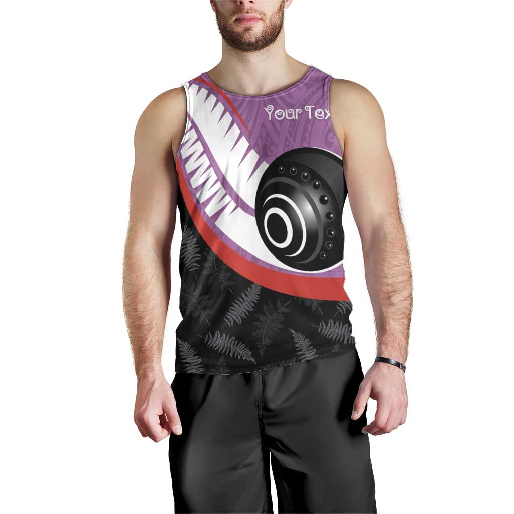 Personalised Aotearoa Lawn Bowls Men Tank Top Maori and Silver Fern Sporty Style Pink Color LT03 - Polynesian Pride