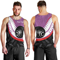 Personalised Aotearoa Lawn Bowls Men Tank Top Maori and Silver Fern Sporty Style Pink Color LT03 - Polynesian Pride