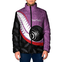 Personalised Aotearoa Lawn Bowls Padded Jacket Maori and Silver Fern Sporty Style Pink Color LT03 Men Pink - Polynesian Pride