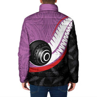 Personalised Aotearoa Lawn Bowls Padded Jacket Maori and Silver Fern Sporty Style Pink Color LT03 - Polynesian Pride