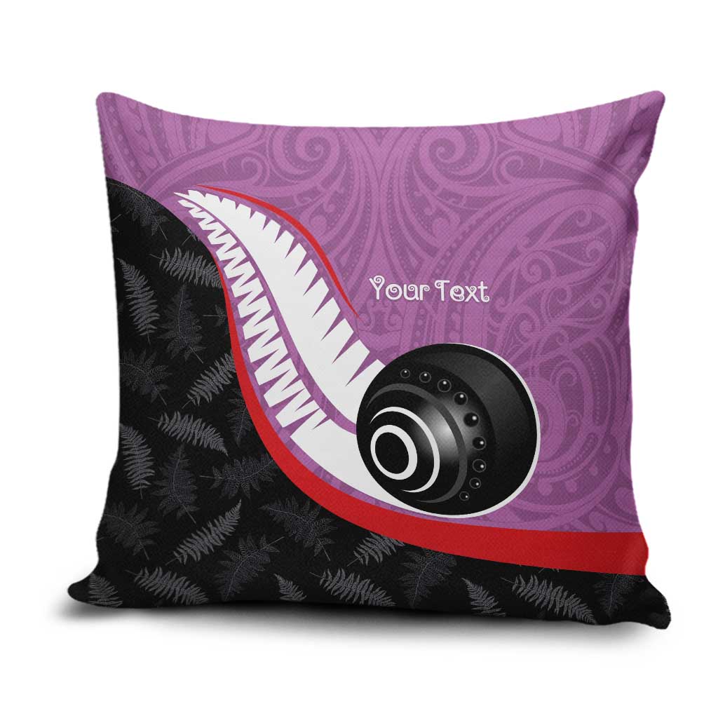 Personalised Aotearoa Lawn Bowls Pillow Cover Maori and Silver Fern Sporty Style Pink Color LT03 Pink - Polynesian Pride