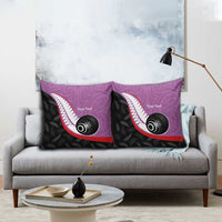 Personalised Aotearoa Lawn Bowls Pillow Cover Maori and Silver Fern Sporty Style Pink Color LT03 - Polynesian Pride