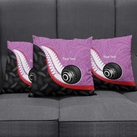 Personalised Aotearoa Lawn Bowls Pillow Cover Maori and Silver Fern Sporty Style Pink Color LT03 - Polynesian Pride