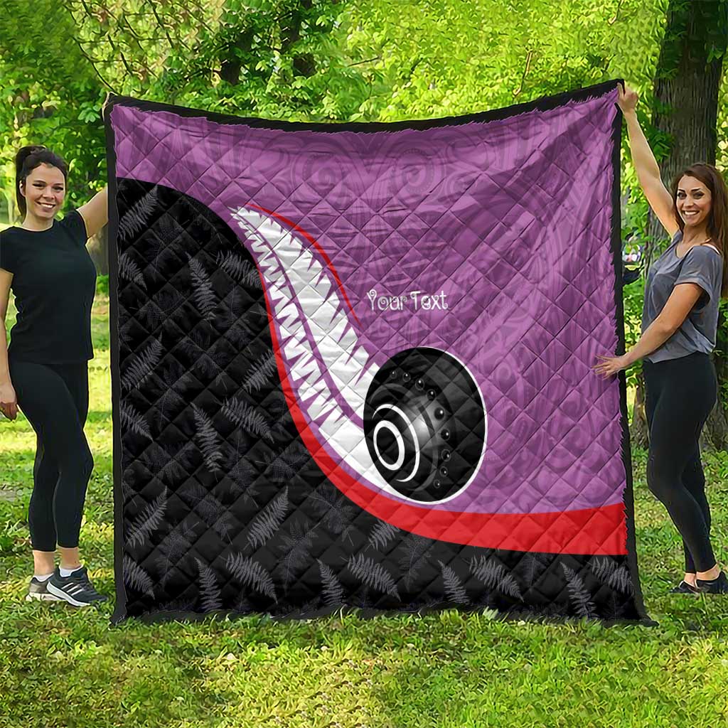 Personalised Aotearoa Lawn Bowls Quilt Maori and Silver Fern Sporty Style Pink Color LT03 - Polynesian Pride