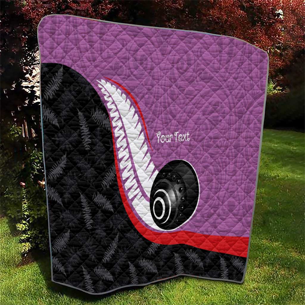 Personalised Aotearoa Lawn Bowls Quilt Maori and Silver Fern Sporty Style Pink Color LT03 - Polynesian Pride