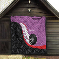 Personalised Aotearoa Lawn Bowls Quilt Maori and Silver Fern Sporty Style Pink Color LT03 - Polynesian Pride