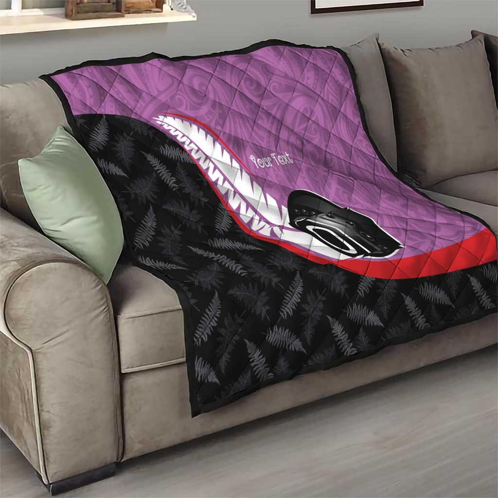 Personalised Aotearoa Lawn Bowls Quilt Maori and Silver Fern Sporty Style Pink Color LT03 - Polynesian Pride