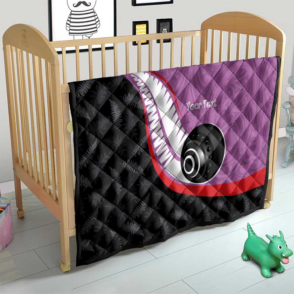 Personalised Aotearoa Lawn Bowls Quilt Maori and Silver Fern Sporty Style Pink Color LT03 - Polynesian Pride
