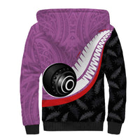 Personalised Aotearoa Lawn Bowls Sherpa Hoodie Maori and Silver Fern Sporty Style Pink Color LT03 - Polynesian Pride