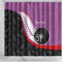 Personalised Aotearoa Lawn Bowls Shower Curtain Maori and Silver Fern Sporty Style Pink Color LT03 - Polynesian Pride